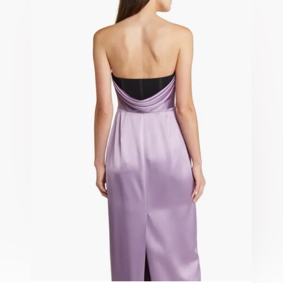 Milly Riva Hammered Lavender Strapless column Gown event dress size 10. NWT - Picture 3 of 10